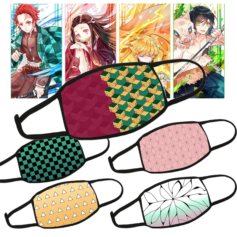 

Хлопковая маска для косплея tanjirou Nezuko Agatsuma Zenitsu Kochou Shinobu из аниме «убийца демонов», Пылезащитная, из полиэстера
