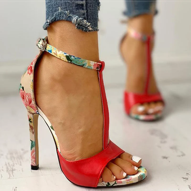 Женские босоножки Босоножки на высоком каблуке с Т-образным ремешком Chaussures Femme
