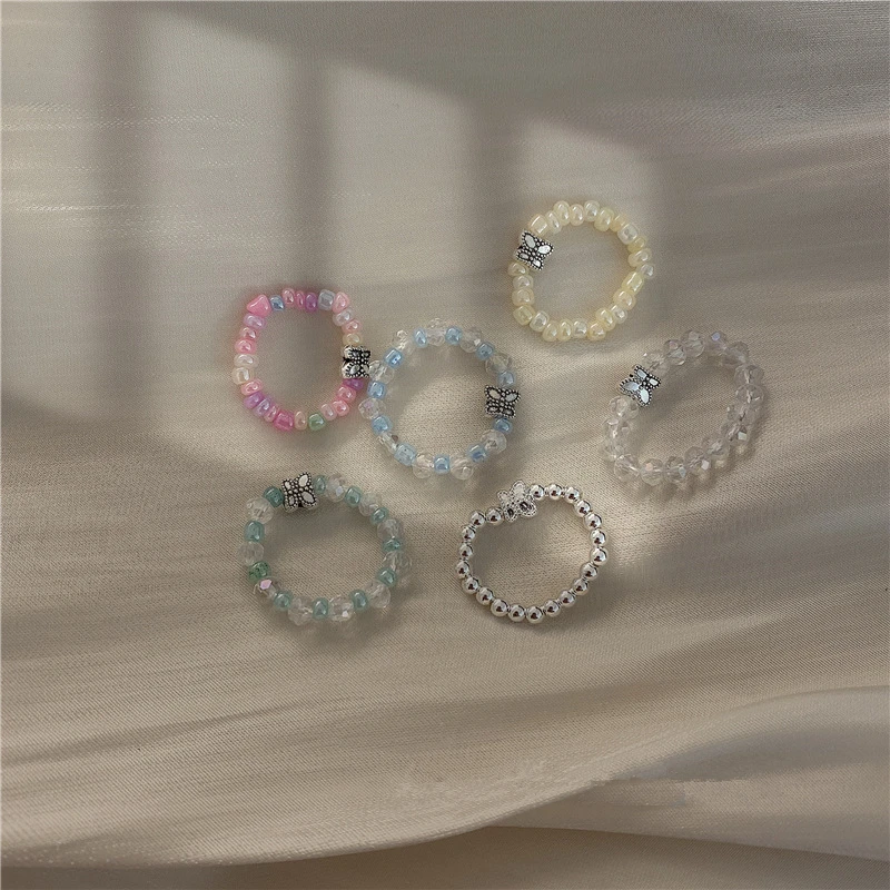 Женское кольцо с бабочкой AOMU разноцветное плетеное ручной работы в Корейском