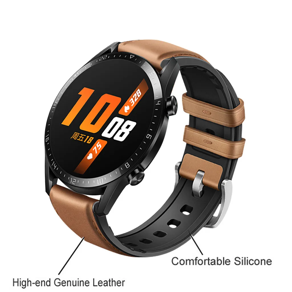 Ремешок для часов сменный кожаный + Силиконовый ремешок huawei GT2 46 мм 22 легко