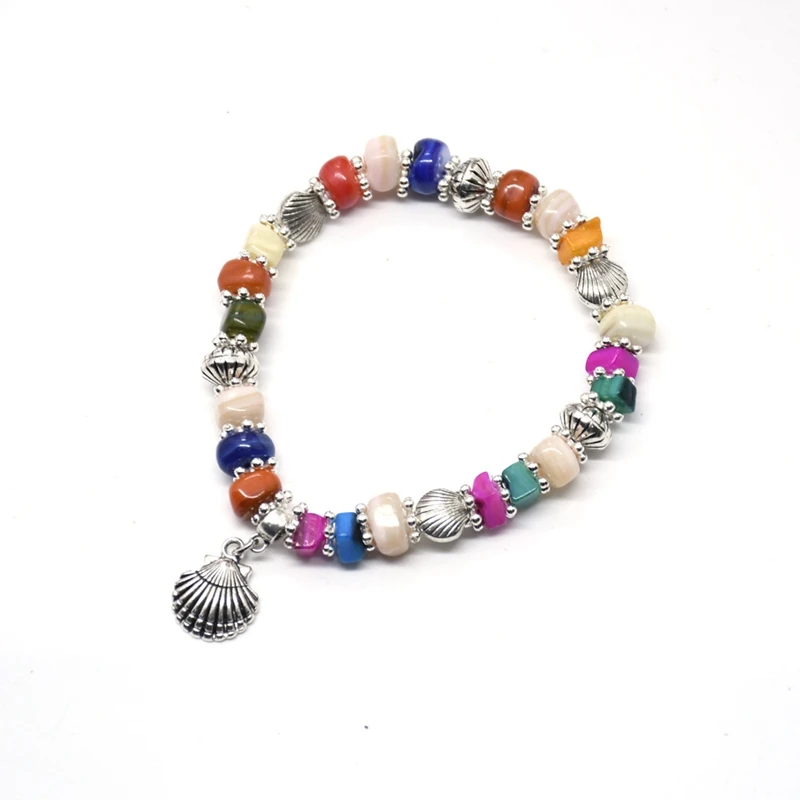 

QIGO Colors Shell Pendant Santiago Strand Bracelet For Women Religious Jewelry