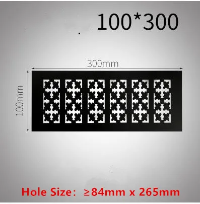 100MM X 300MM Алюминиевый сплав прямоугольная вентиляционная решетка вентиляционная крышка шкаф для обуви шкаф сетка отверстие жалюзи вентиляционное отверстие домашний декор крышка - Цвет: 100MM X 300MM