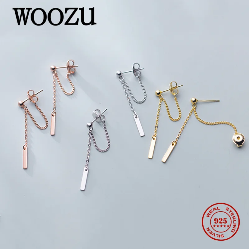 

WOOZU Authentic 925 Sterling Silver Cuban Link Chain Bead Stud Earrings For Charms Women Party Rock Jewelry Gift 2021 Popular