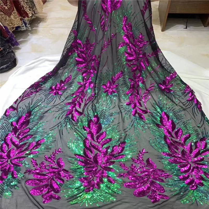 

French Wedding Tulle Lace Fabric with Sequins High Quality Sequins Lace Fabric Nigerian Tulle Lace Fabric for Party Dress