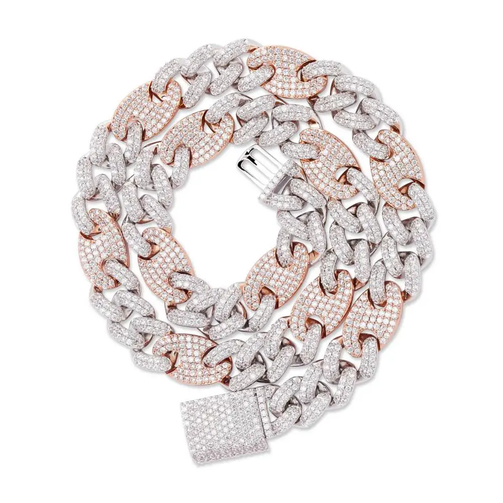 

Кубинская цепочка Майами в стиле хип-хоп, сверкающее ожерелье из кубинской цепи 20 мм, Ювелирное Украшение в стиле рэпера с фианитом, золотис...