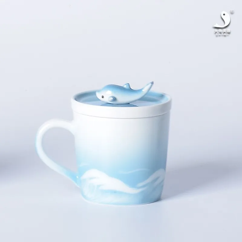 Керамическая Экологичная кружка с рыбками и животными розовый кофе персональные