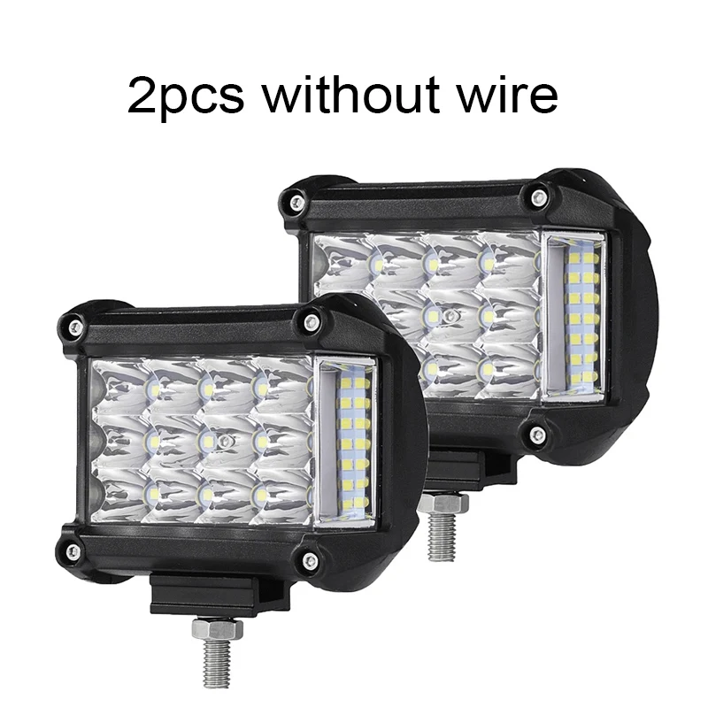 2pcs without wire Partol 4 дюйма 57W светодиодный рабочий светильник трехрядный светильник бар комбинированный прожектор балки внедорожные 4WD 4x4 светодиодный бар для пикап Camper прицеп 12V 24V - Цвет: 2pcs without wire