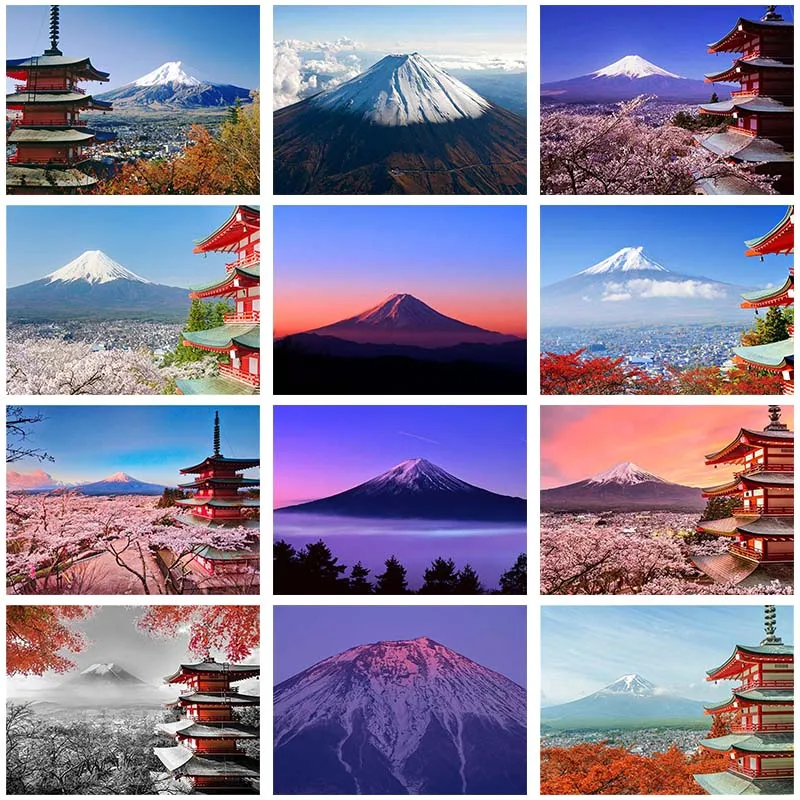 

Алмазная 5D картина с креплением Fuji, вышивка крестиком, полная выкладка, пейзаж из Японии, мозаика, украшение для стен