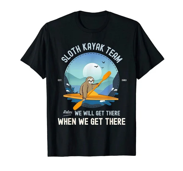 

Sloth Kayaking Shirt, Sloth Kayak Team T-Shirt Funny Cotton Tee Gift Men