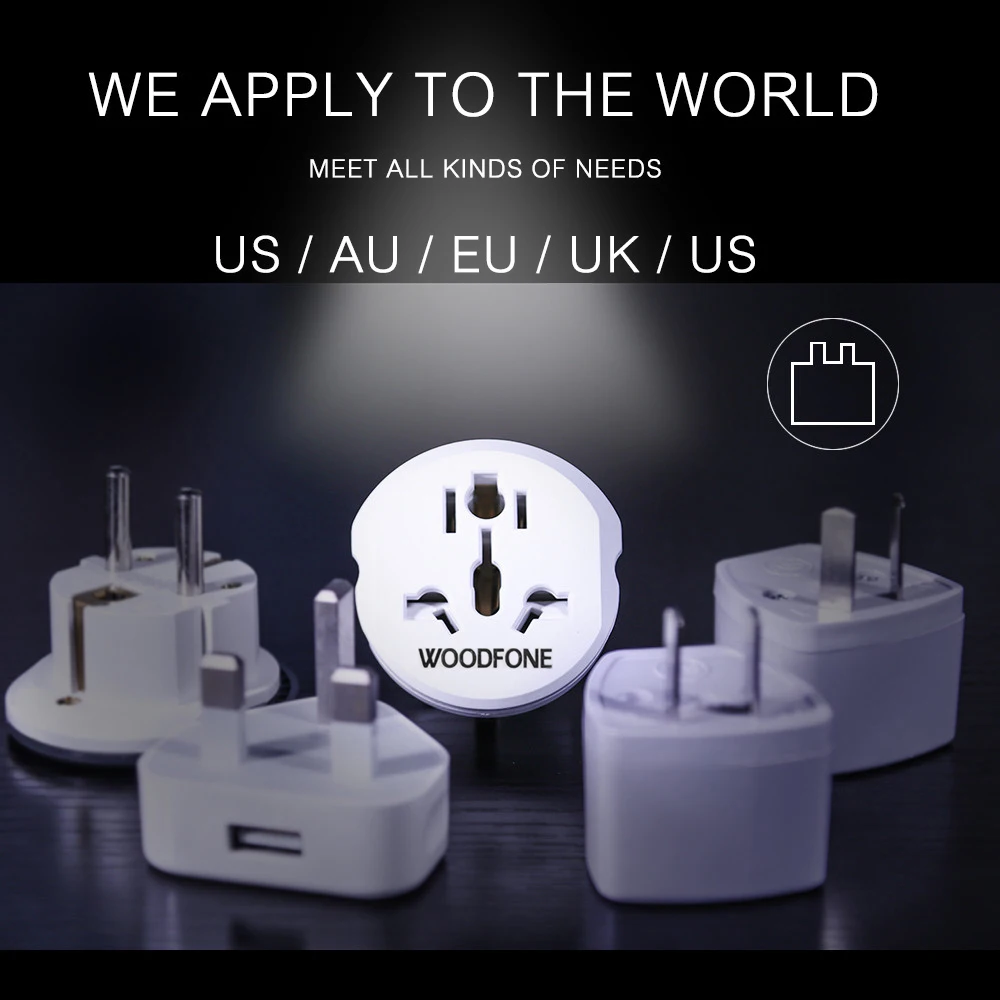 Универсальный Переходник WOODFONE евровилка стандарта 16 А 2 розетка для круглых