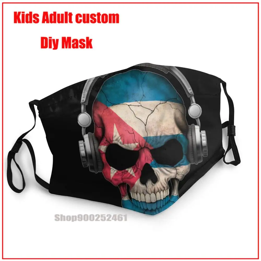 

Темно-Череп Deejay с кубинским флагом DIY маска для лица модная многоразовая маска для лица дети mascarillas de tela lavables con filtro