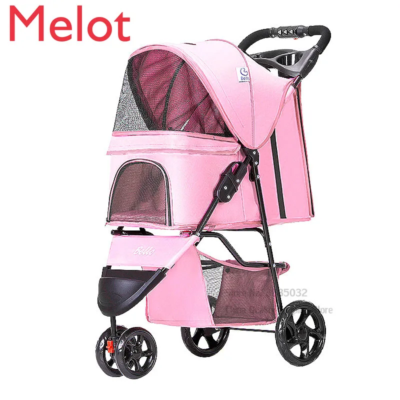 

Pet Stroller Lightweight Folding Pet Stroller with Oxford cloth Wear-resistant Tires Dog Pink Dog Accessories Dog Carrier 5kg