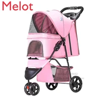 pet stroller lightweight folding pet stroller with oxford cloth wear resistant tires dog pink dog accessories dog carrier 5kg