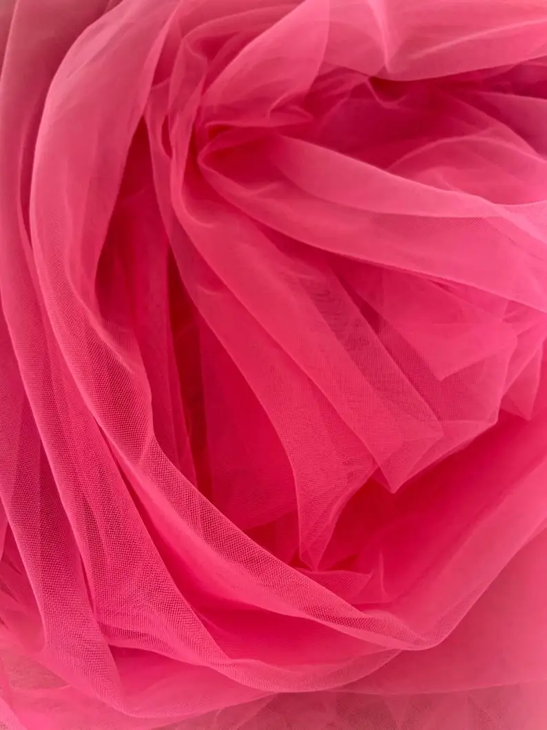 5 ярдов Тюлевая ткань ярко розовая с цветом Омбре для платья Cotustome|Ткань| |