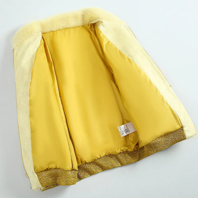 Куртка женская зимняя из овечьей шерсти на белом утином пуху теплая 2021 | Женская