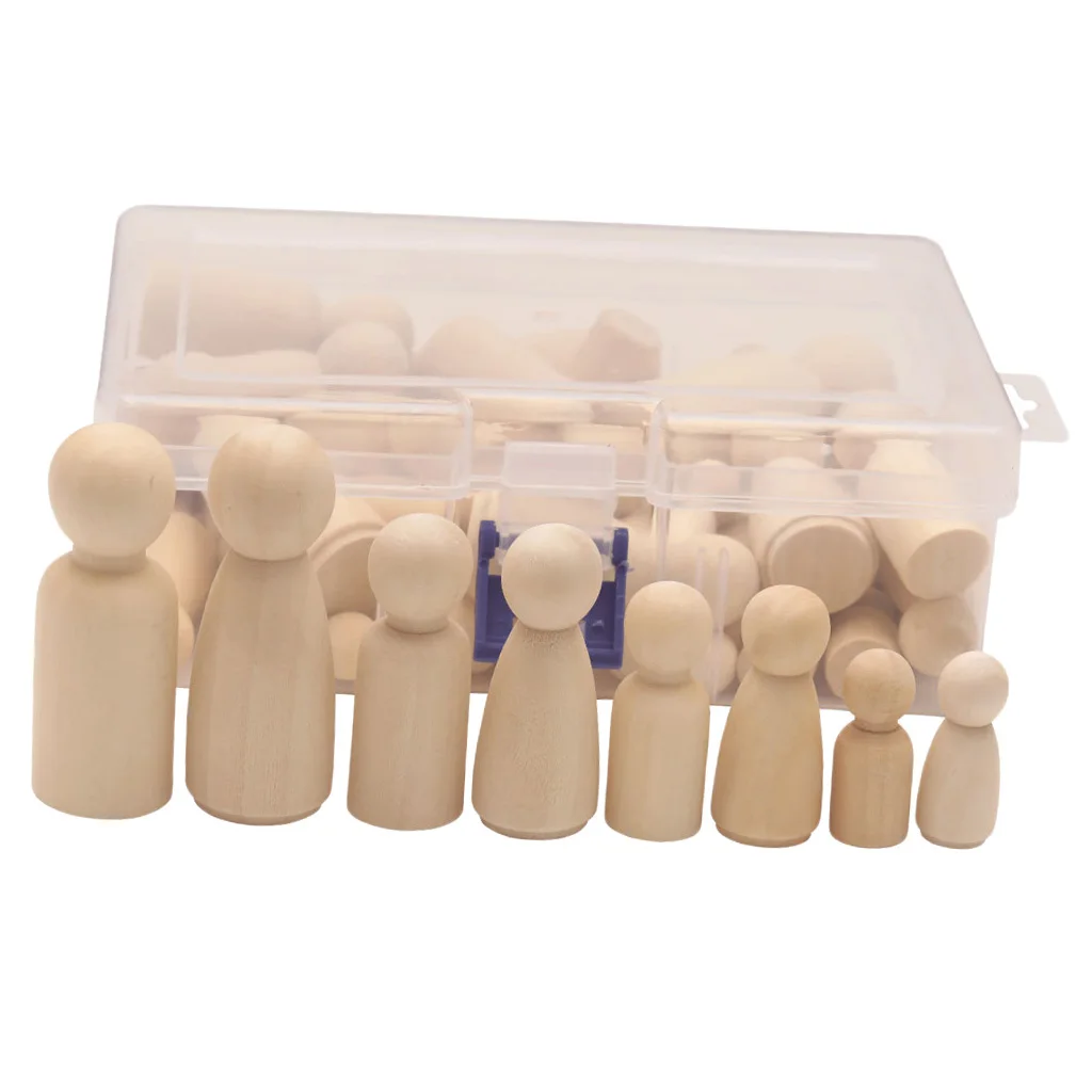 

50pcs Female Male Wooden Dolls Mini Wooden Figures Decorations for