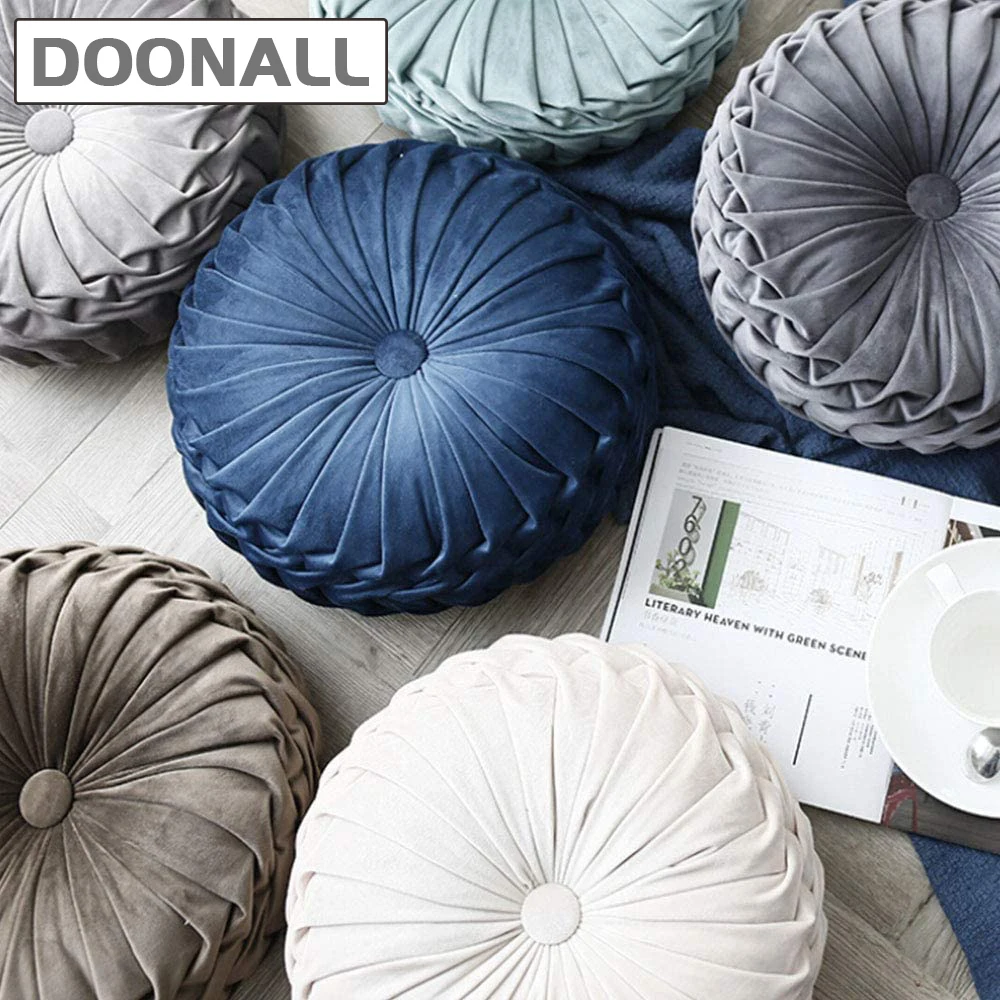 Doonall бархатная плиссированная круглая тыква подушка для дивана пола
