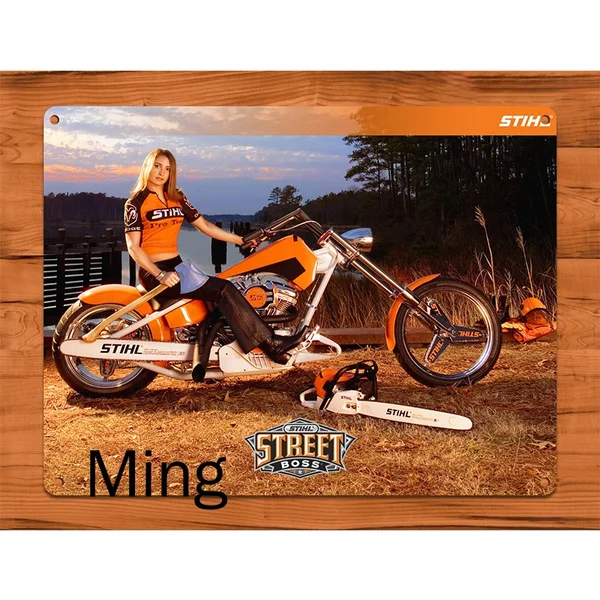 

Жестяной знак Stihl календарь девушка уличный босс винтажный булавка деревенский настенный Декор 20 см x 30 см