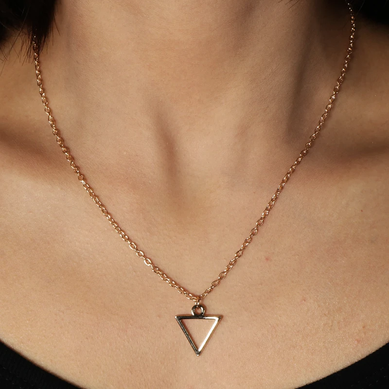 

Seblasy Punk Gold Color Simple Gold Color Triangle Long Chain Necklaces & Pendants for Women Party Gift DIY Trinket Jewelry