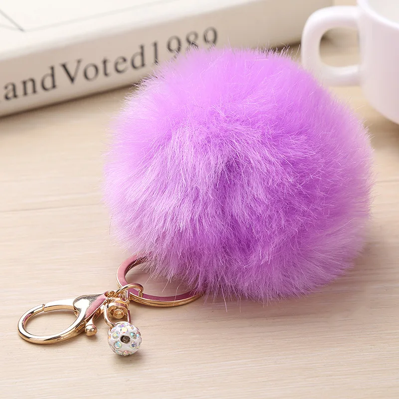Cute Faux Rabbit Fur Ball Keychain Key Holder Pompom Making Car Chain Porte Clef Charms Luxury Keyfobs | Украшения и аксессуары