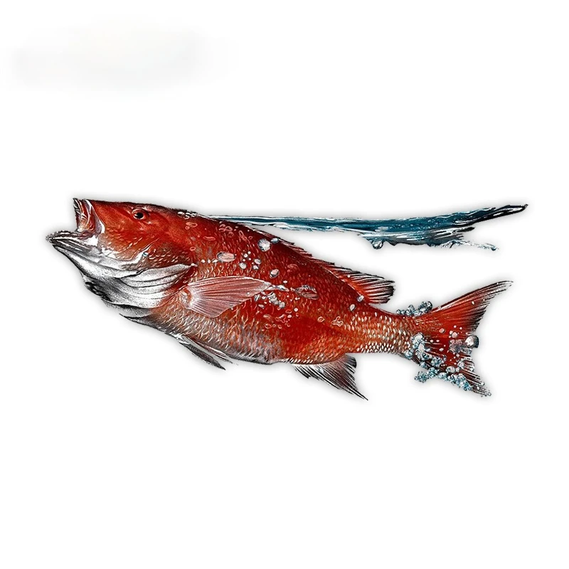 

LLY-0232 Personality Car Stickers Snapper Fish Modeling Decal PVC Auto Bumper Windows Boat Outdoor Waterproof Creativity Decals