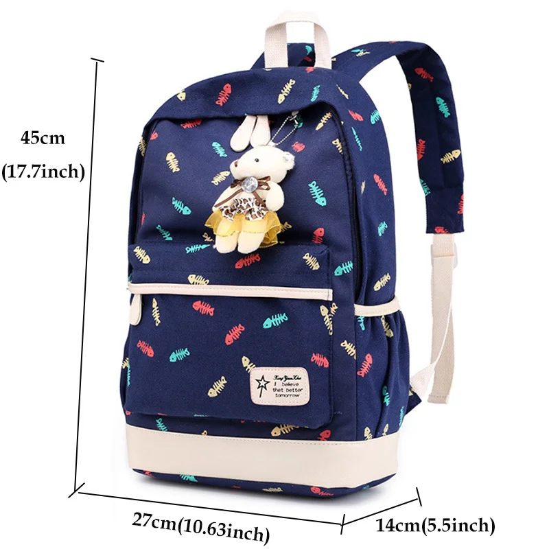 Холщовая школьная сумка для девочек-подростков 3 шт. модные рюкзаки с цветочным