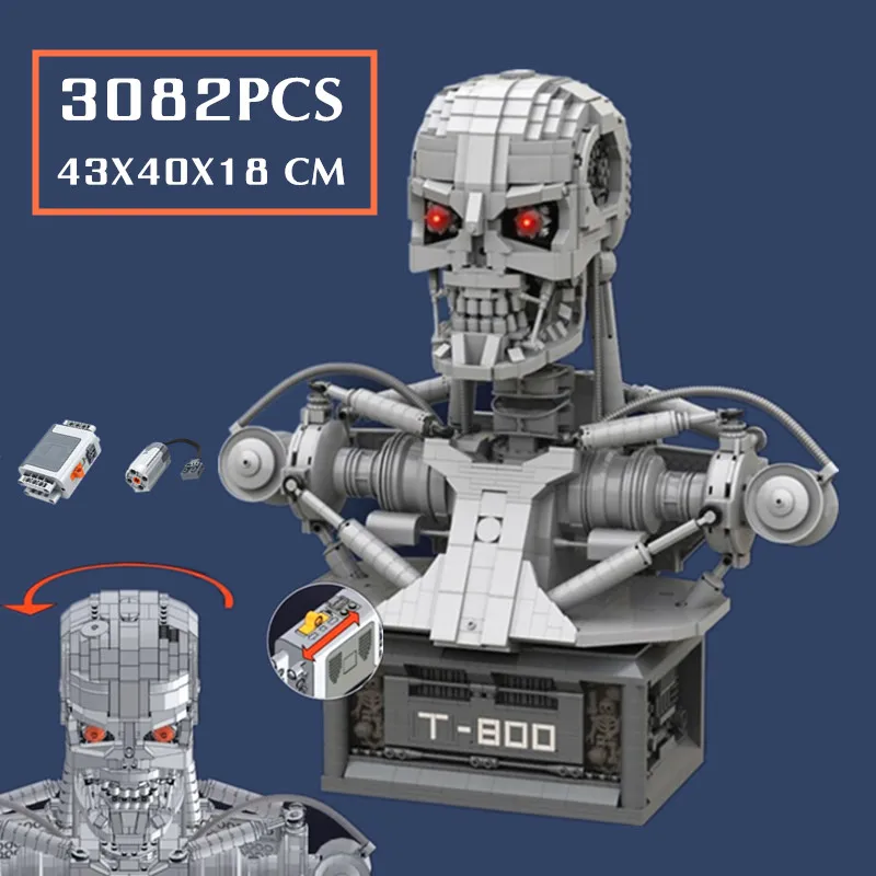 

New 3082PCS Motorized Terminatored T-800 Giant Bust MOC-20570 Robot Technical Building Blocks Bricks Children Kid Toy Gift