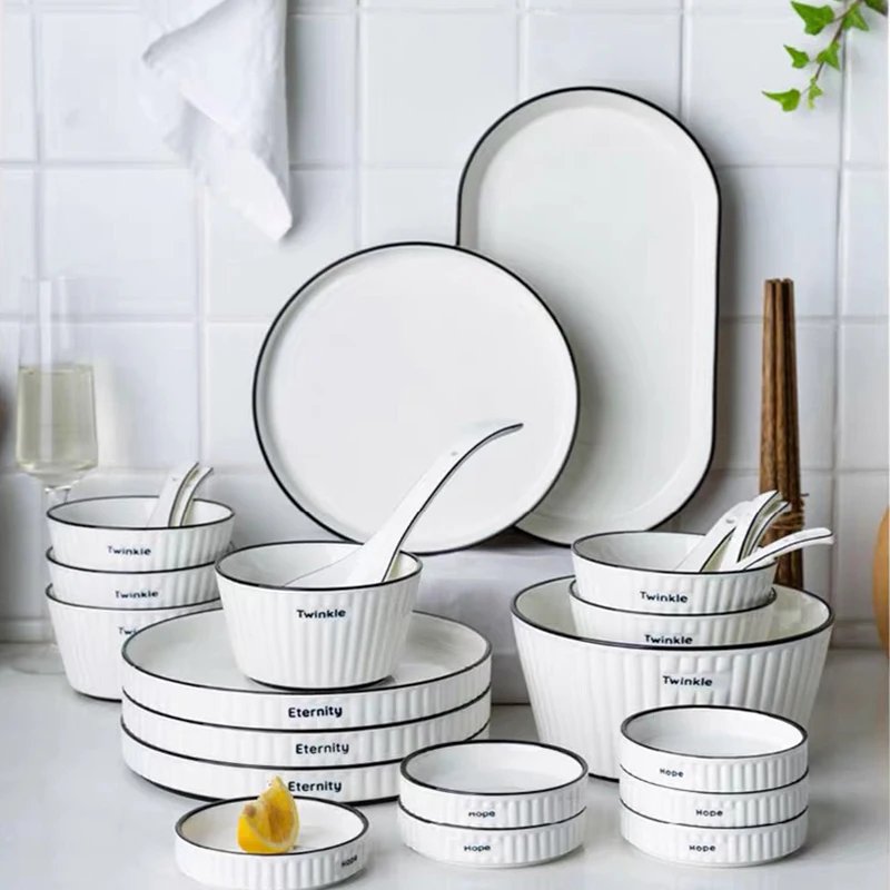 Одноцветная керамическая тарелка для стейка еды в скандинавском стиле столовая