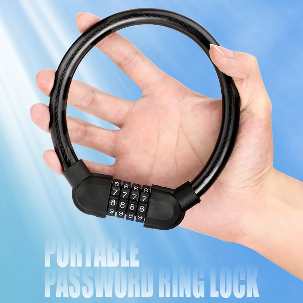 

Portable Mountain Bike Lock Anti-Theft Password Ring Lock Fixed 4 Digit Code Combination Bicycle Security Lock Bicycle Equipment