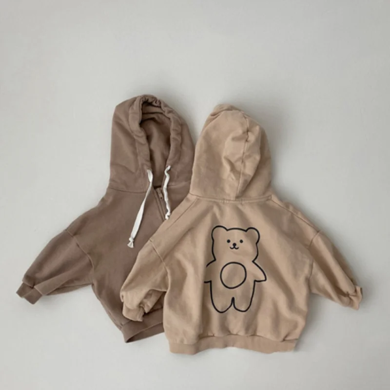 

Kids Jackets for Girls Children Clothes Hooded Coat Autumn and Winter New 2021 Fashion Boy Hooded Cardigan Cartoon Bear Coat