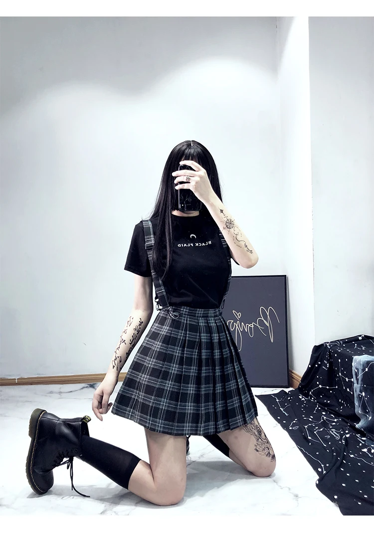 Ruibbit/Новинка осенне зимние готические черно серые клетчатые шорты в стиле