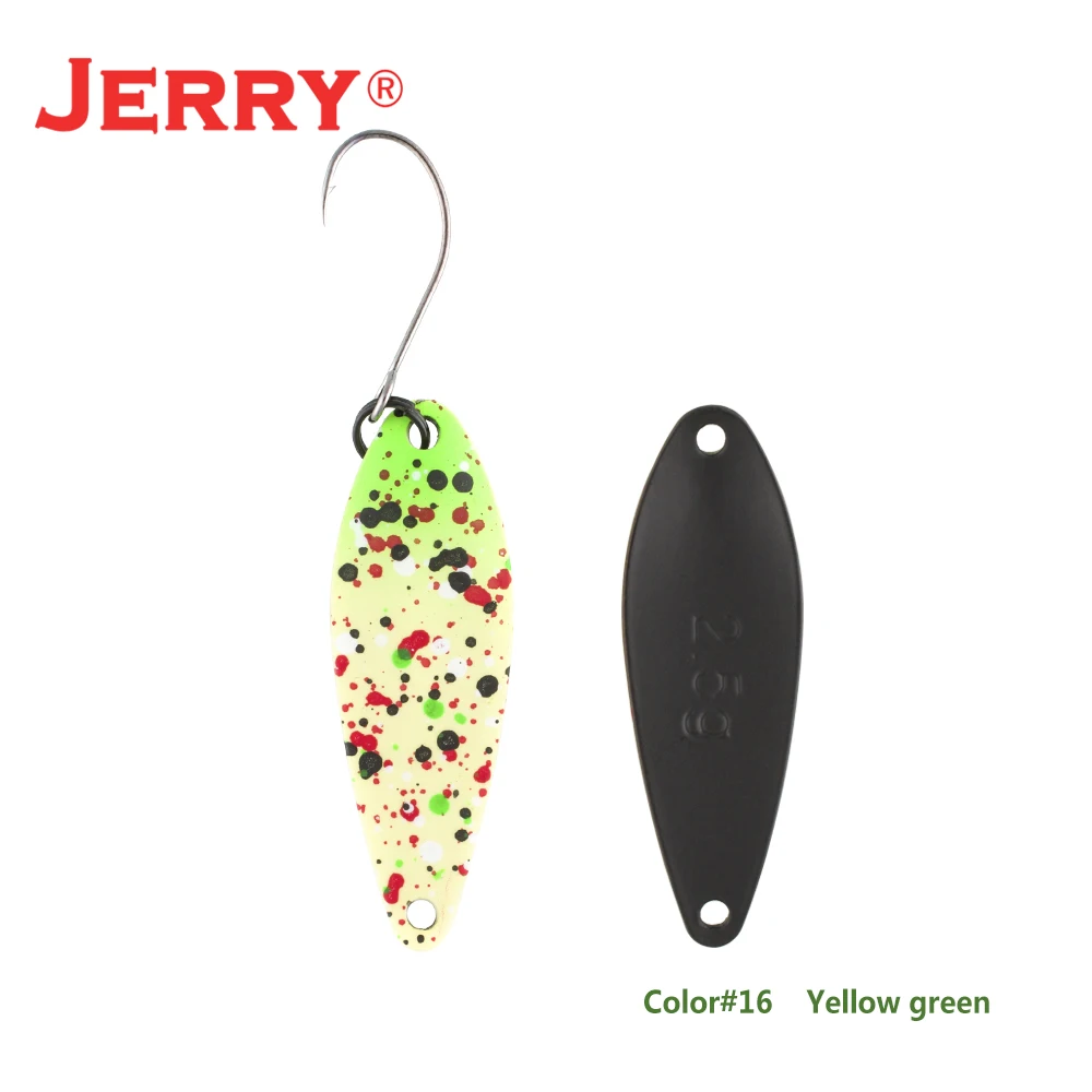 Jerry 1 шт., латунные рыболовные ложки pesca, яркие цвета, высокое качество, безделушки, форель, ложка, рыболовные приманки - Цвет: yellow green