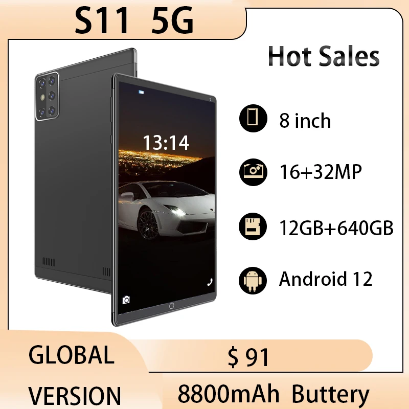 

Планшет S11, 12 Гб, 640 Гб, 8800 мАч, 8 дюймов