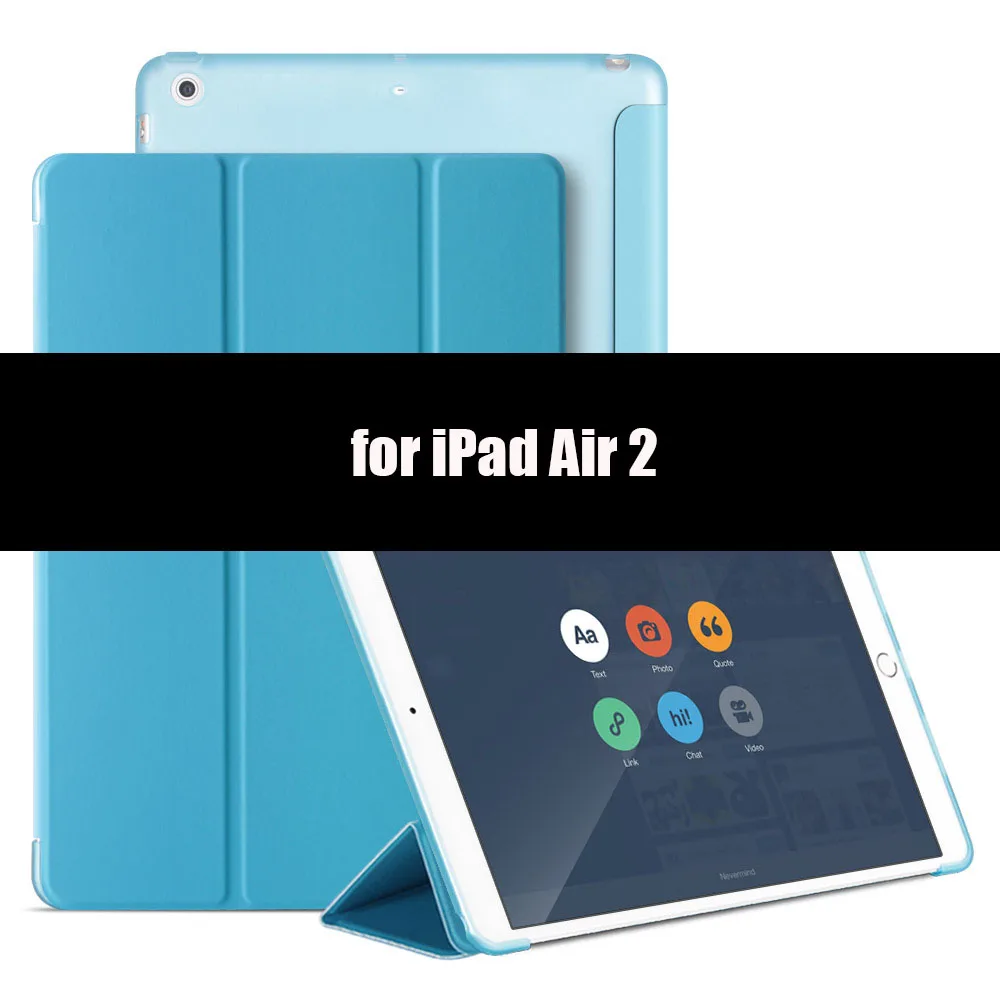 Blue-2 Чехол для iPad Air 2 Air 1, мягкий ТПУ задний смарт-чехол флип-чехол с подставкой PU кожаный чехол для iPad Air противоударный и пылезащитный - Цвет: Blue-2