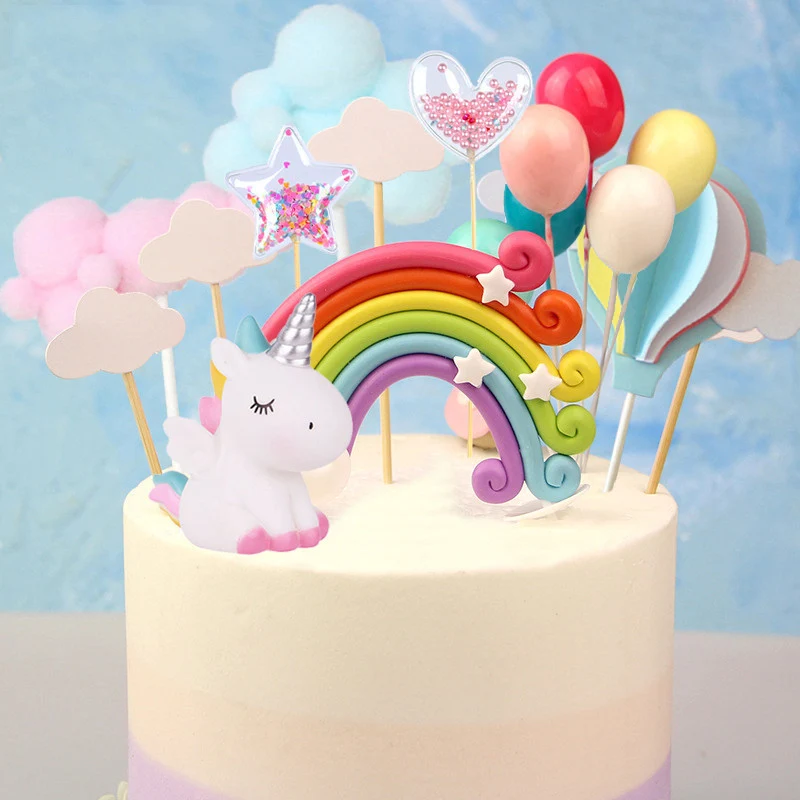 

Unicorn Cake Topper Rainbow Cake Toppers One Year 1st Birthday Party Decorations Kids Favors Baby Shower Girl Party Supplies