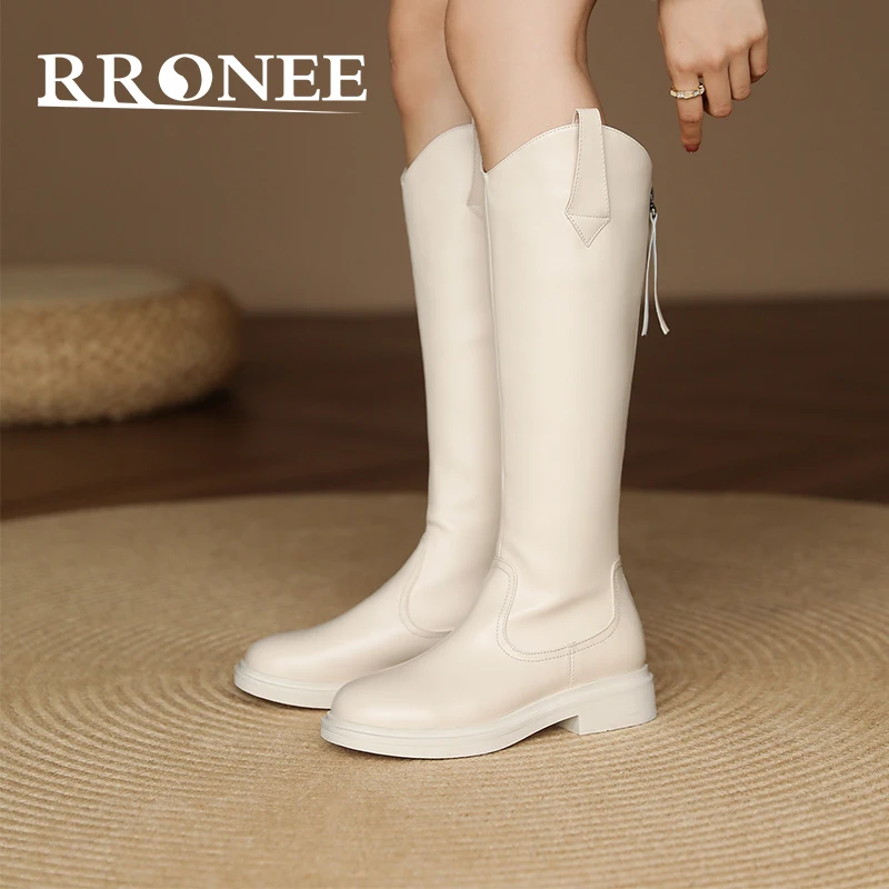 

British wind knight boots female high boots thick heel 2021 autumn winter new leather white boots with the knee