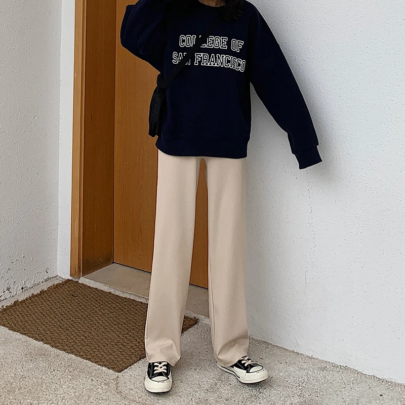 Брюки тонкие трикотажные для мытья полов штаны студентов с высокой талией прямые