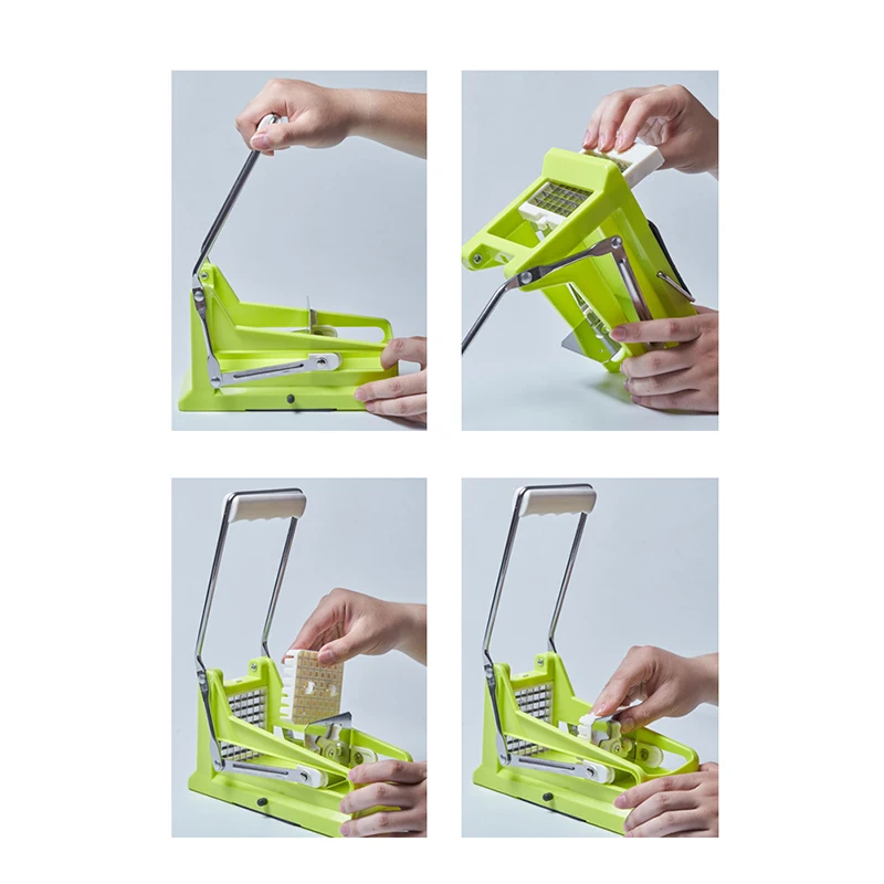 

French Fry Cutter Potato Slicer Push Type Double-sided Blades Cut Evenly Removable For Easy Cleaning Vegetable Dicer