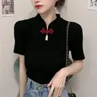 Женская модная футболка, топ из полиэстера, Винтажная летняя футболка с коротким рукавом, женская одежда