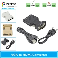 pzzpss vga to hdmi converter adapter 1080p vga adapter for pc laptop to hdtv projector video audio hdmi compatible to vga