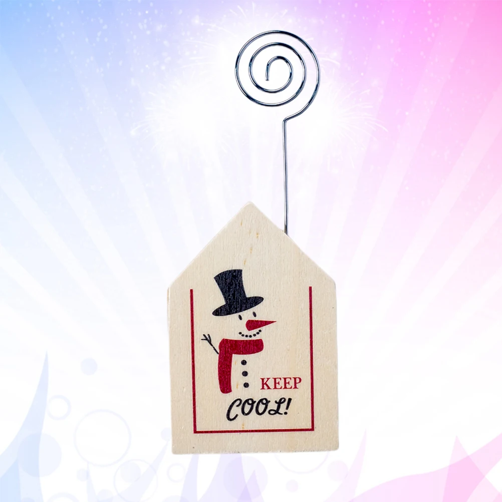 1pc Snow Man Printed Wooden Christmas Card Clips Message Photo Holder Stand Ornament Wood Memo Clip | Дом и сад