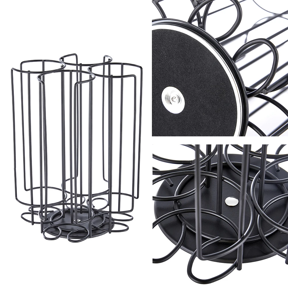 

360 Rotatable Iron Display Dispensing Office Cafe 32 Cups Storage Rack Desktop Coffee Capsule Holder Vertical Home Durable