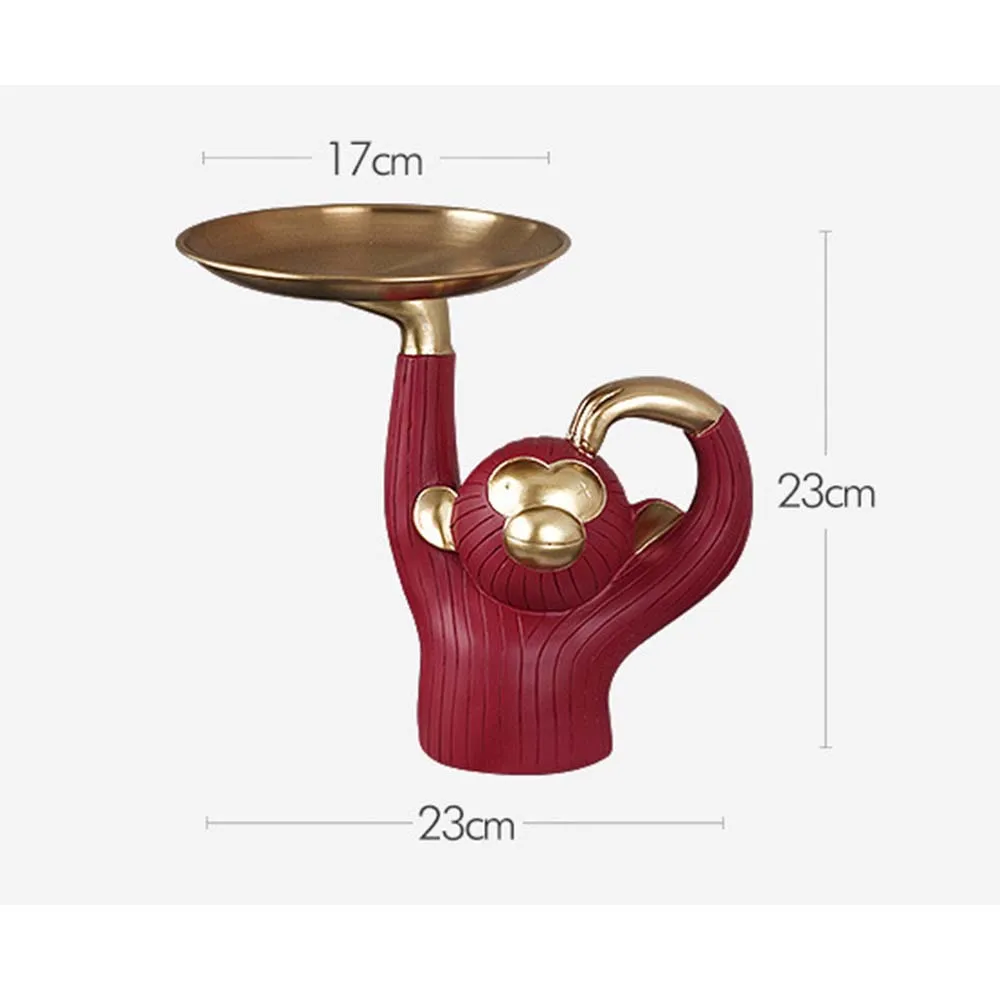 

Cute Monkey Resin Decoration Crafts Home Desktop Fruit Snacks Tray Ornament Nodic Living Room Key Storage Tray Office Decoration