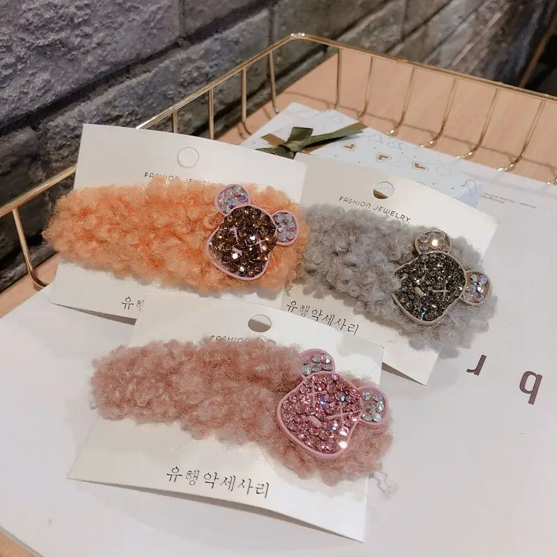 2019 новые японские корейские женские милые заколки для волос осень зима Мишка со