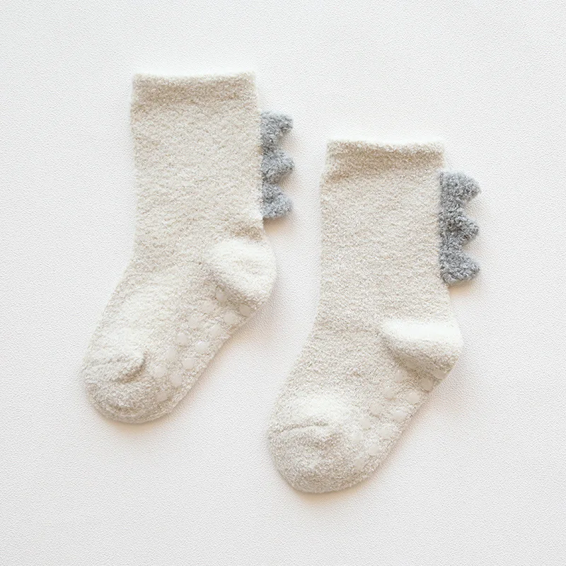 

Thicken Solid Knee Socks for Girls Coral Fleece Kids Long Socks Winter Warm Children's Socks for Boys Dinosaur Design