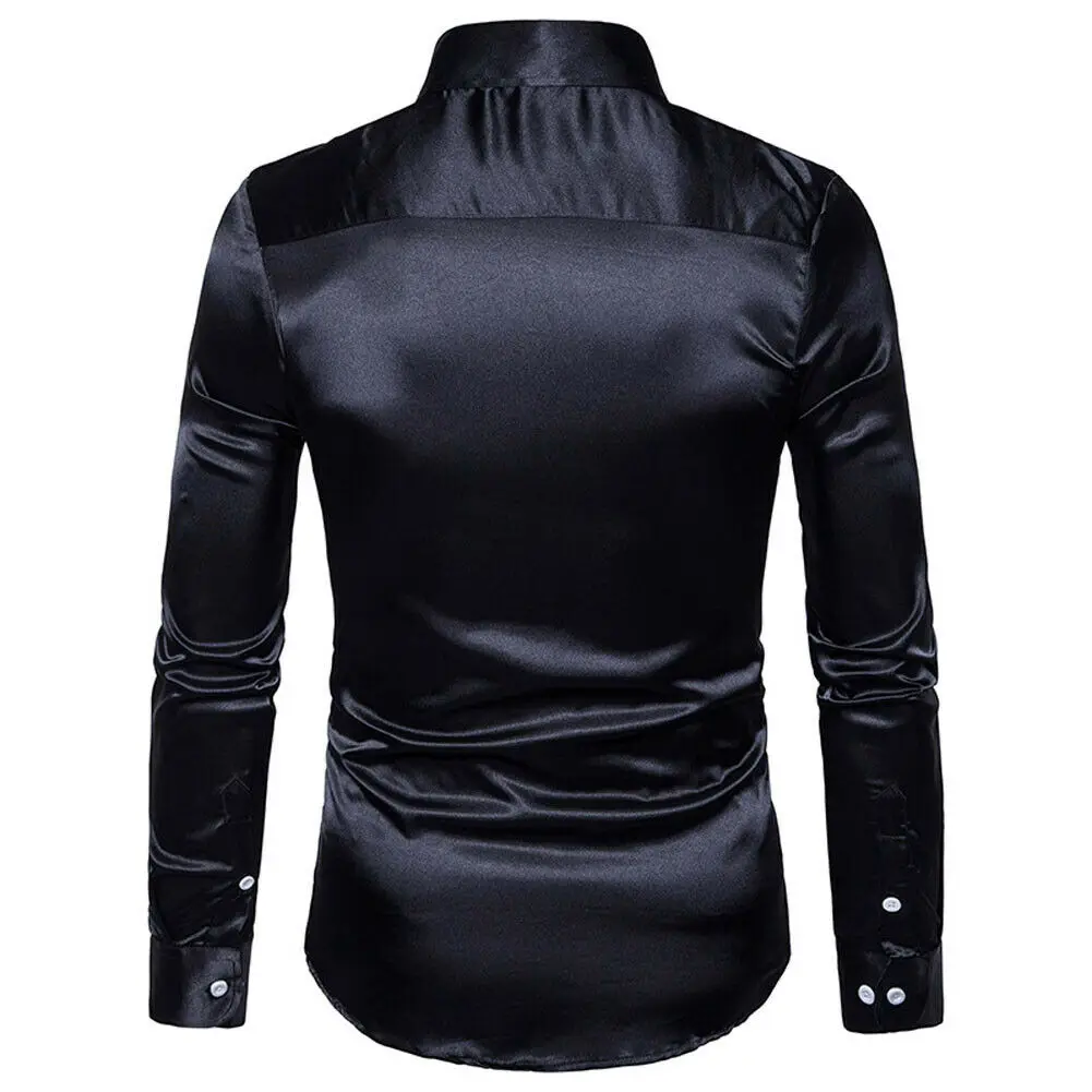 

Men Casual Shirt Slim Fit Shirt Formal Long Sleeve Tops Turn Down Collar Single Breasted Solid Shirts