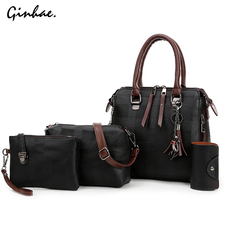 Роскошный комплект из 4 сумок искусственной кожи с верхними ручками брендовые