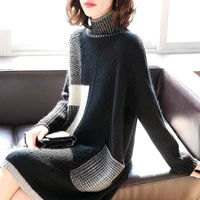 womens knitted dress autumn and winter turtleneck thickened sweater dress woman dresses vestido de mujer femme robe