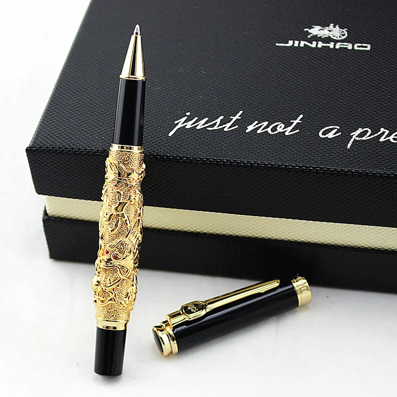 Роскошная золотая китайская императорская стильная шариковая ручка с драконом