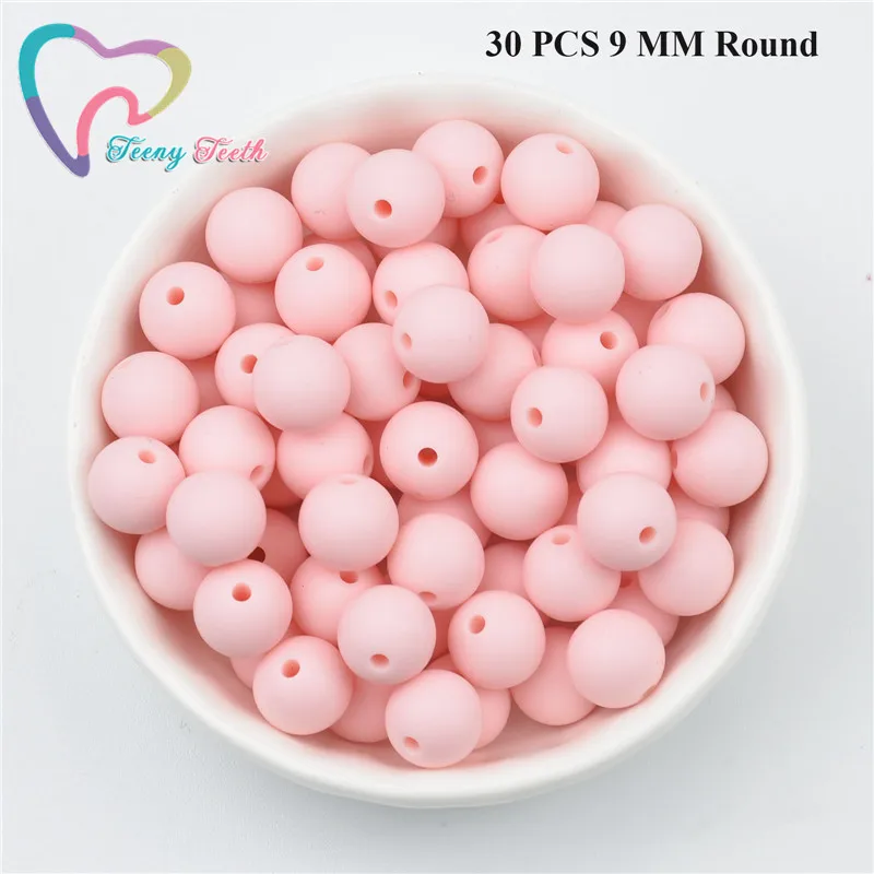 30 PCS 9 MM Round 10 шт. яркие розовые 14-17 мм Силиконовые Детские Прорезыватели для зубов жевательные прорезыватели безопасные игрушки DIY пустышка цепь BPA бесплатно шестигранные детские бусы - Цвет: 30 PCS 9 MM Round